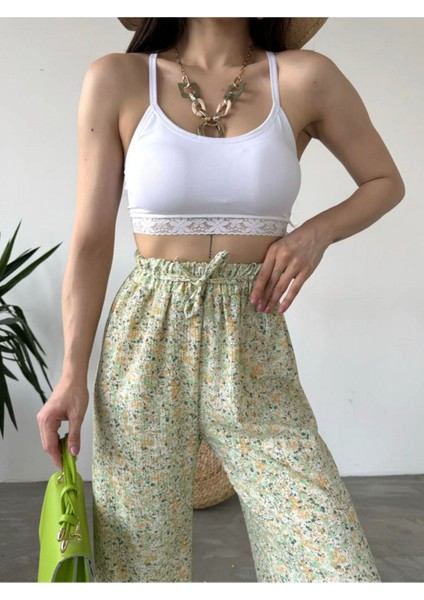 Yeşil Desenli Bürümcük Pantolon