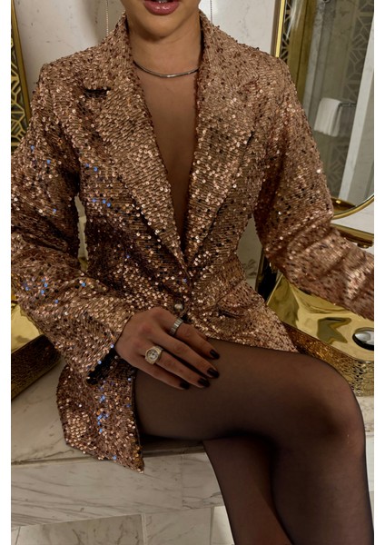 Pul Payet Blazer Ceket - Bakır