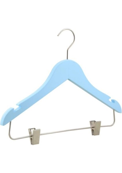 Ahşap 0-3 Yaş Mandallı Bebek Askısı Mavi Renk 4 Adet