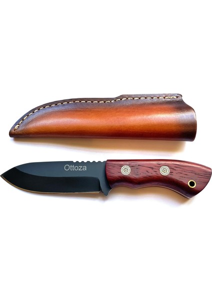 Küçük Av Bıçağı, 1075 Karbon Çelik ve Paduk Ağacı Kabza - Kamp Bıçağı - Outdoor Bıçak - Buşkraft Bıçak