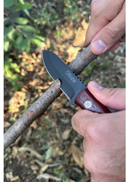 Küçük Av Bıçağı, 1075 Karbon Çelik ve Paduk Ağacı Kabza - Kamp Bıçağı - Outdoor Bıçak - Buşkraft Bıçak modelleri