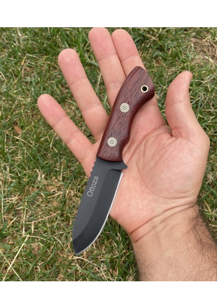 Küçük Av Bıçağı, 1075 Karbon Çelik ve Paduk Ağacı Kabza - Kamp Bıçağı - Outdoor Bıçak - Buşkraft Bıçak