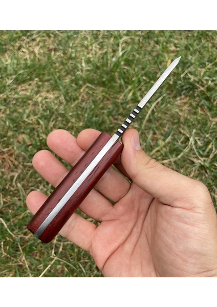 Küçük Av Bıçağı, 1075 Karbon Çelik ve Paduk Ağacı Kabza - Kamp Bıçağı - Outdoor Bıçak - Buşkraft Bıçak