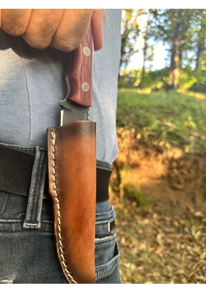 Küçük Av Bıçağı, 1075 Karbon Çelik ve Paduk Ağacı Kabza - Kamp Bıçağı - Outdoor Bıçak - Buşkraft Bıçak