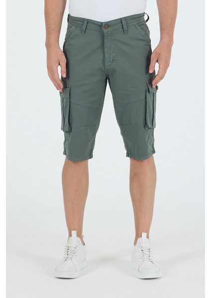 2Five Erkek Kargo Cepli Diz Altı Uzun Şort Çağla Renk Bermuda Kapri
