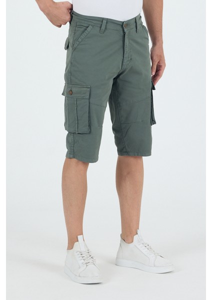 2Five Erkek Kargo Cepli Diz Altı Uzun Şort Çağla Renk Bermuda Kapri modelleri