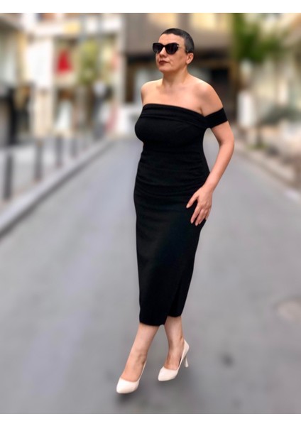 Straplez Balon Kol Drapeli Midi Boy Abiye fiyatları