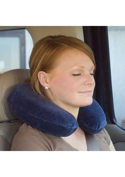 Ergonomik Araç Boyun ve Seyahat Yastığı Lacivert – Yumuşak Kumaş ve Şişirilebilir Tasarımıyla Boyun ve Baş Desteği Sağlar. Uzun Yolculuk, Uçak ve Ofis Için Konforlu Uyku Sunar.