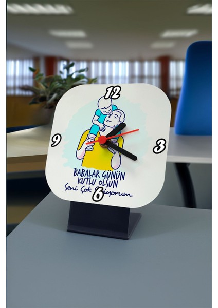Baba Günü Mesajlı Kare Masa Saati, Şık ve Anlamlı Hediye Seçeneği fiyatları