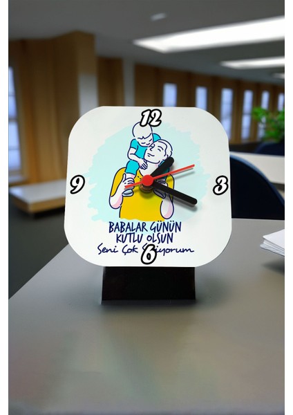 Baba Günü Mesajlı Kare Masa Saati, Şık ve Anlamlı Hediye Seçeneği modelleri