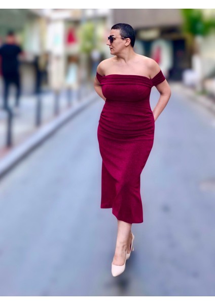 Straplez Balon Kol Drapeli Midi Boy Abiye fiyatları