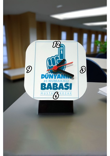 Baba Için Şık Kare Masa Saati, Beyaz Renkli Hediye Seçeneği modelleri