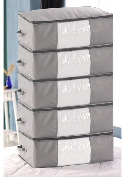 5'li 70X50X25 cm Set Baza Altı Düzenleyici Büyük Boy Hurç Gri