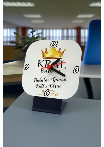 Baba Için Özel Kare Masa Saati, Kral Babam Yazılı, Şık ve Anlamlı Hediye fiyatları