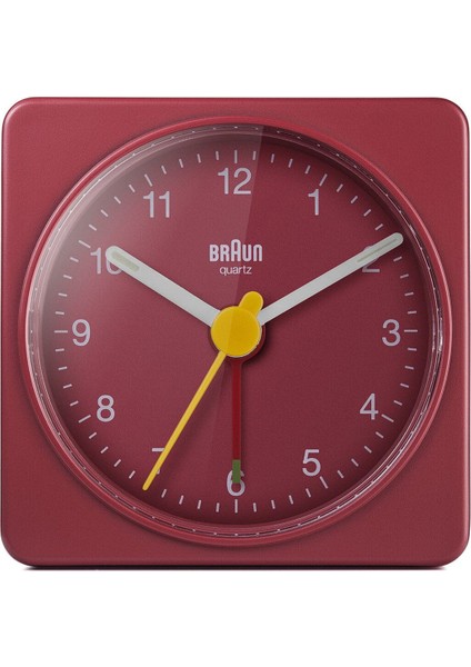 Kırmızı Renkli Klasik Seyahat Analog Masa Saati, Alarm Özelliği ile Kullanımda