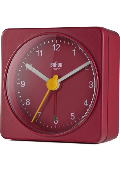 Kırmızı Renkli Klasik Seyahat Analog Masa Saati, Alarm Özelliği ile Kullanımda