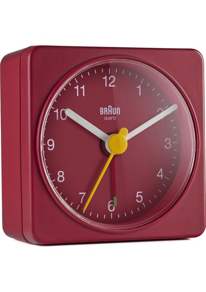 Kırmızı Renkli Klasik Seyahat Analog Masa Saati, Alarm Özelliği ile Kullanımda