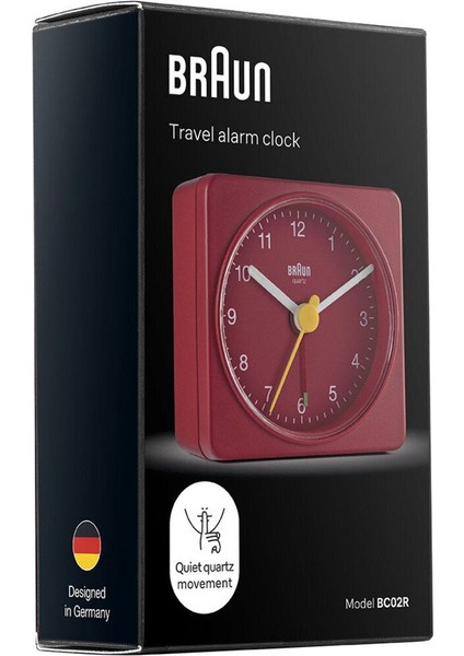 Kırmızı Renkli Klasik Seyahat Analog Masa Saati, Alarm Özelliği ile Kullanımda