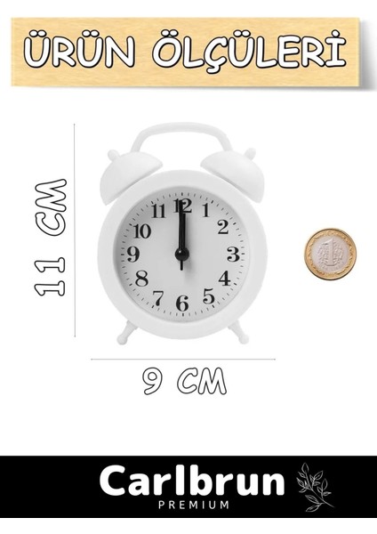 Yüksek Sesli Dekoratif Minik Çalar Saat, Beyaz, Çift Çanlı, Pilli, Masaüstü fiyatları