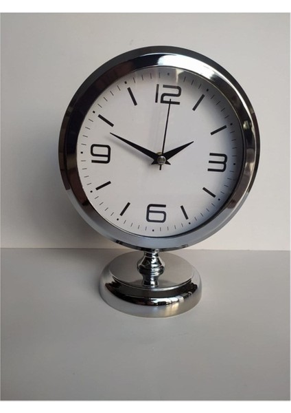 Krom Renkli Metal Masa Saati 25X20 Cm, Ofis ve Salon Dekorasyonu Için Şık Tasarım fiyatları