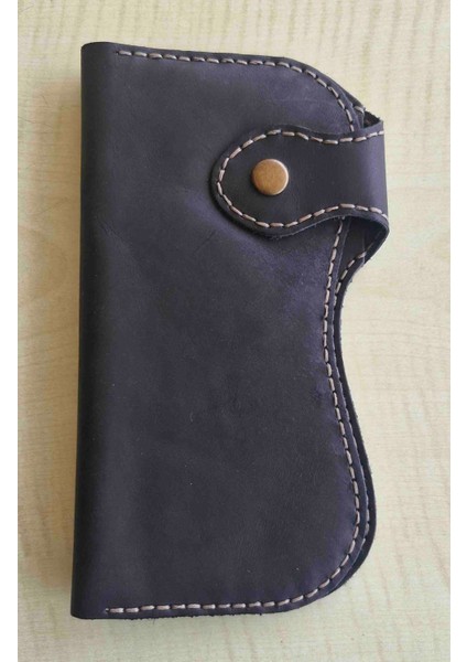 El Yapimi Deri Çıtçıtlı Cuzdan