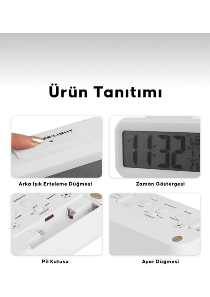 Dijital Masa Saati, Işıklı Takvim, Alarm, Termometre, Şık ve Fonksiyonel Tasarım indirimleri