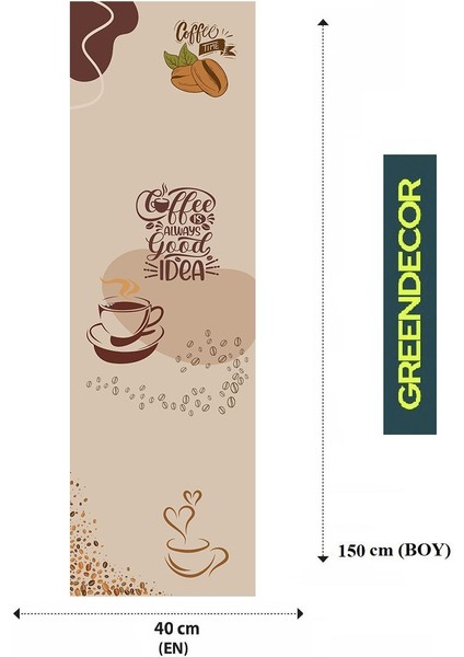 Kahve Coffee Desenli Özel Tasarım Runner Dijital Baskılı Dekoratif Masa Örtüsü Modern Ev Dekorasyonu