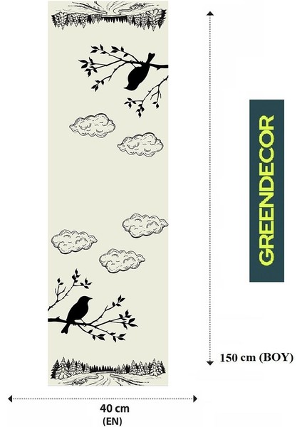 Orman Kuş Bulut Desenli Özel Tasarım Runner Dijital Baskılı Dekoratif Masa Örtüsü Şık Ev Dekorasyonu fiyatları