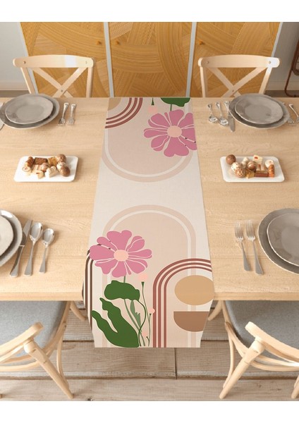 Çiçek Bohem Desenli Özel Tasarım Runner Dijital Baskılı Dekoratif Masa Örtüsü Modern Ev Dekorasyonu