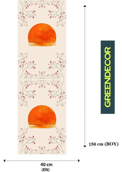 Çiçek Güneş Bej Desenli Özel Tasarım Runner Dijital Baskılı Dekoratif Masa Örtüsü Şık Ev Dekorasyonu fiyatları