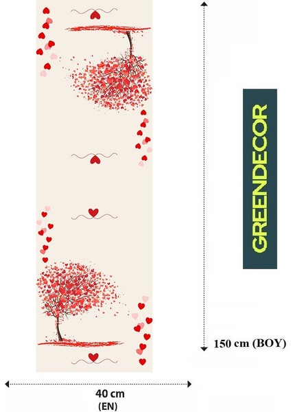 Kalp Bej Krem Desenli Özel Tasarım Runner Dijital Baskılı Dekoratif Masa Örtüsü Şık Ev Dekorasyonu fiyatları