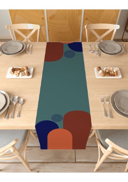 Geometrik Çizgi Güneş Desen Özel Tasarım Runner Dijital Baskılı Dekoratif Masa Örtüsü Ev Dekorasyonu