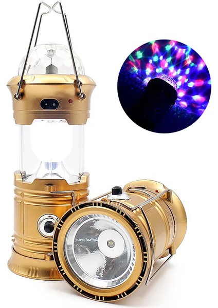 SX-6805 Renkli Şarjlı Kamp Lambası 110V-220V Disko ve El Fener 2in1 Ürün 2 Modlu Rengarenk Işık