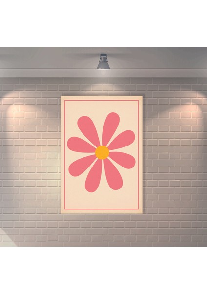 Pembe Papatya Retro Mdf Duvar Dekarasyon Tablosu