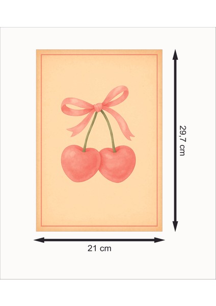 Kurdeleli Kiraz Retro Mdf Duvar Dekarasyon Tablosu