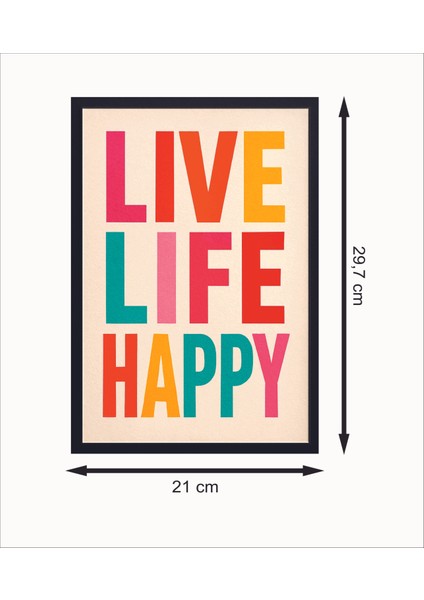 Live Life Happy Retro Mdf Duvar Dekarasyon Tablosu fiyatları