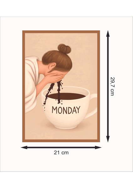 Monday Kahve ile Yüzünü Yıkayan Kadın Retro Mdf Duvar Dekarasyon Tablosu fiyatları