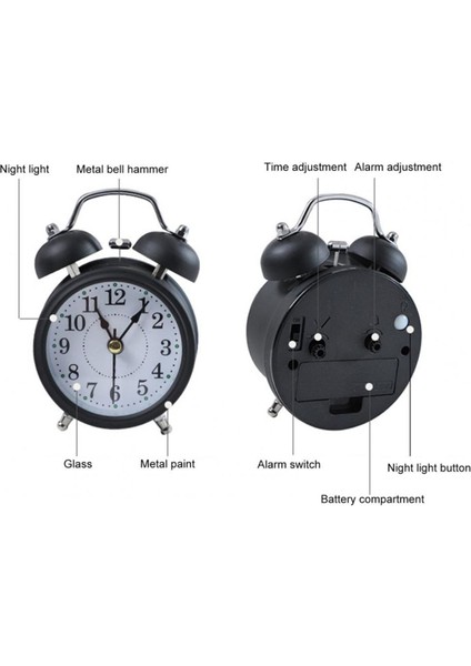 Şık Siyah Masa Üstü Işıklı Dekoratif Çalar Saat fiyatları