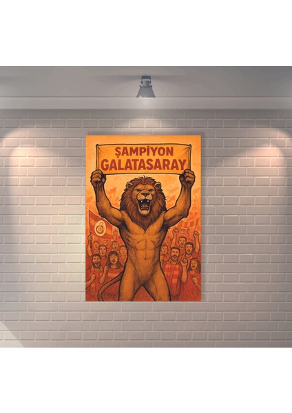Şampiyon Galatasaray Retro Mdf Duvar Dekarasyon Tablosu