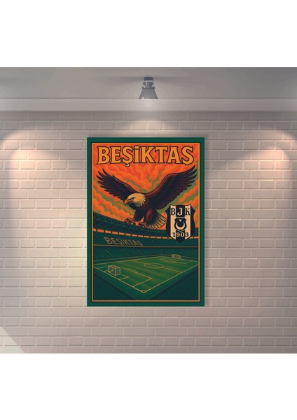 Kara Kartal Retro Mdf Duvar Dekarasyon Tablosu