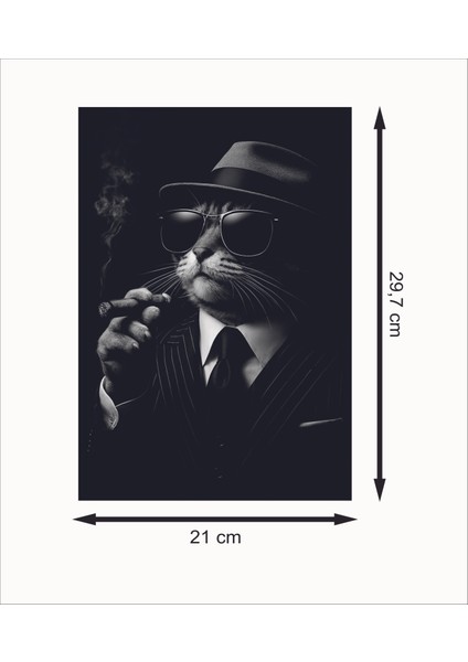 Şapka Takıp Puro Içen Kedi Retro Mdf Duvar Dekarasyon Tablosu fiyatları