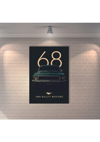 68 Model Ford Mustang Klasik Retro Mdf Duvar Dekarasyon Tablosu