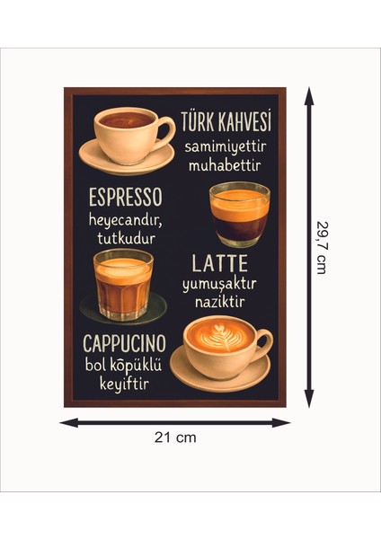Türk Kahvesi , Espresso , Latte , Cappucino 2 Retro Mdf Duvar Dekarasyon Tablosu fiyatları