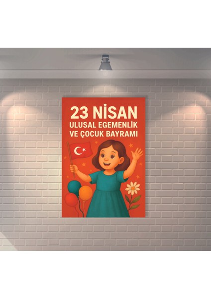23 Nisan Ulusal Egemenlik ve Çocuk Bayramı Retro Mdf Duvar Dekarasyon Tablosu