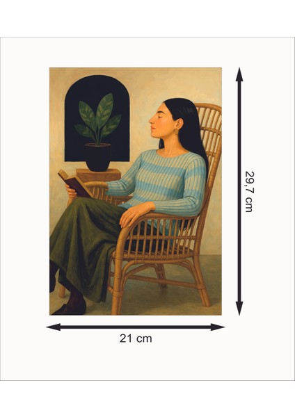 Sandalyede Kitap Okuyan Küpeli Kadın Retro Mdf Duvar Dekarasyon Tablosu fiyatları
