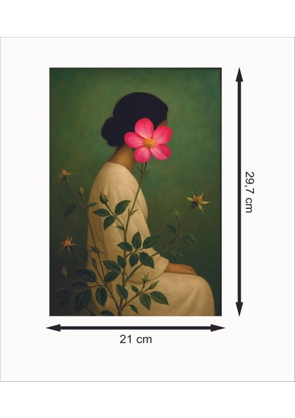 Çiçek Arkasında Ki Kadın Retro Mdf Duvar Dekarasyon Tablosu fiyatları