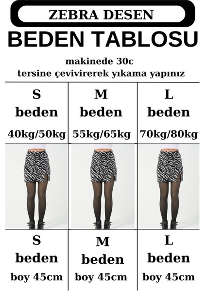 Mini Etek Yırtmaçlı Zebra Desen Esnek Pamuklu Mini Boy 45CM fırsatları