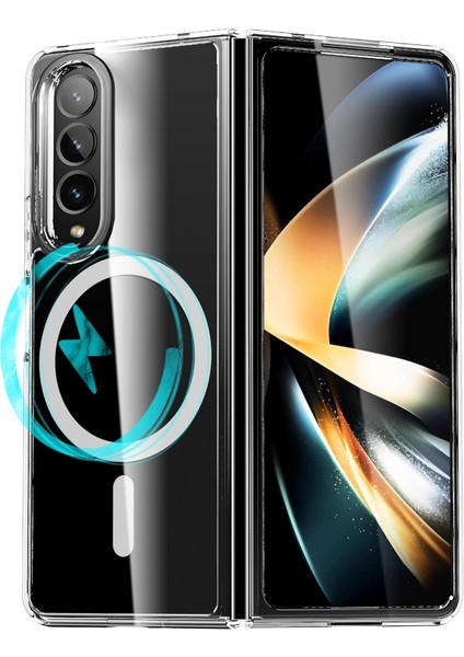 Samsung Galaxy Z Fold 3 Uyumlu Köşe Korumalı Darbe Emici Sert Sararmaz Şeffaf Magsafe Kılıf
