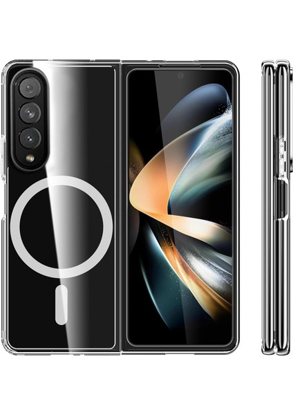 Samsung Galaxy Z Fold 3 Uyumlu Köşe Korumalı Darbe Emici Sert Sararmaz Şeffaf Magsafe Kılıf