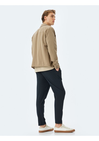 Yeni Sezon Katlamalı Paça Viskon Karışımlı Düğmeli Beli Bağcıklı Slim Fit Yazlık Pantolon